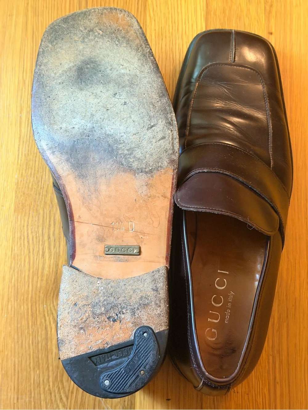 Gucci Men's Dark Brown Leather Penny Loafers